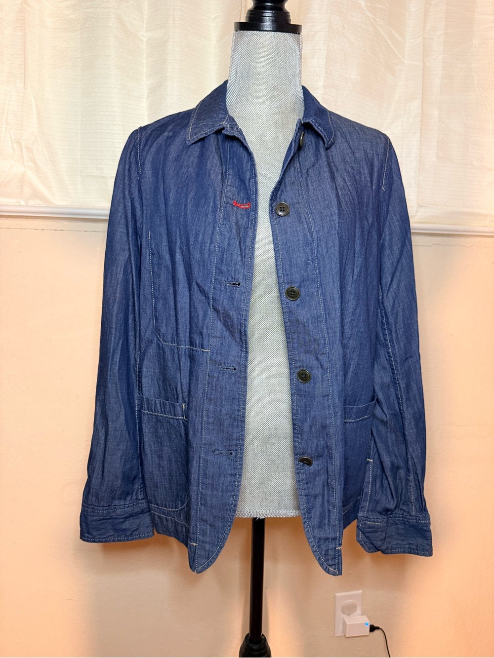 Lightweight Blue Denim Button-Front Jacket